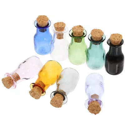 9pcs Small Glass Bottles Mini Glass Jars With Cork Stoppers For DIY Art Crafts • £8.37