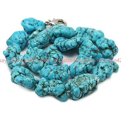 15-20mm Chunky Natural Turquoise Gemstone Nugget Jewelry Beaded Necklace 16-50  • $11.69