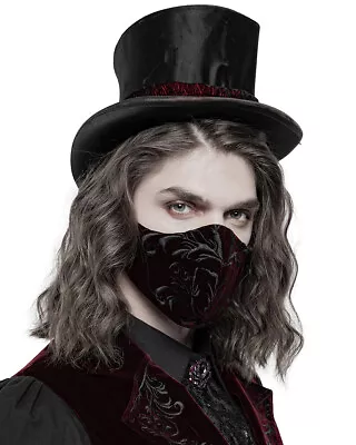 £9.99 • Buy Punk Rave Mens Gothic Steampunk Face Mask Mouthguard Red Velvet Black Embroidery