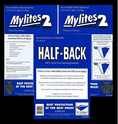 $63.75 • Buy 100 E. Gerber Mylites 2 & Half Backs Set - Standard Bronze Age Comic 725M2 700HB