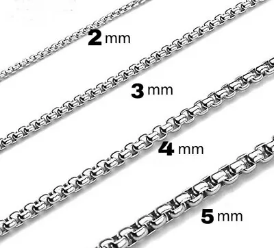 Stainless Steel Square Rolo Box Cylinder Chain Necklace Mens & Womens • £5.50