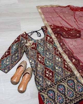 $85.04 • Buy Salwar Kameez Pakistani Indian Wedding Party Wear Dress Bollywood Suit Sharara P