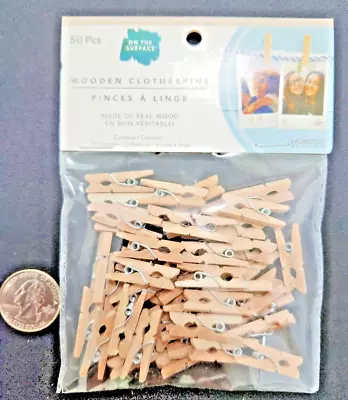 Natural Wooden Mini Clothespins. (50 Pcs) 1  X 1/4  X 1/8  Free Shipping • $6.25