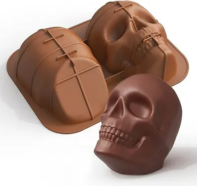 Skull Head Fondant Mould 215mm Large 3D Silicone Cake Baking Chocolate Mold • £11.99