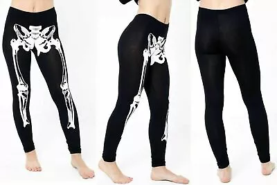 £8.95 • Buy  Women Skeleton Print Halloween Bone Full Length Trouser Legging Ladies UK 8-26
