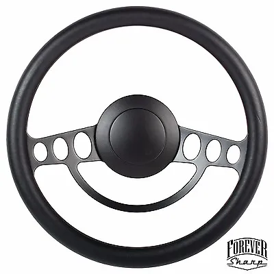 Chevy GM Chevelle Nova 9 Hole Black Vinyl Aluminum Steering Wheel W/ Horn Button • $134.87
