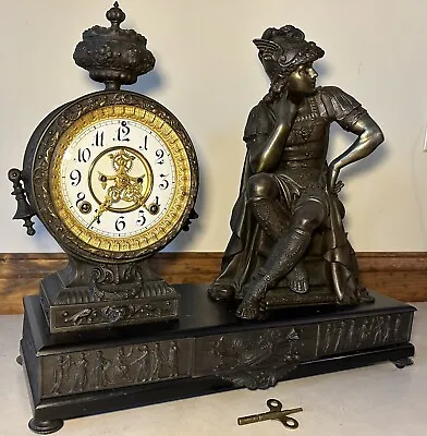 Large Ansonia Mercury Hermes Figural Japanese Bronze Mantel Table Shelf Clock • $695