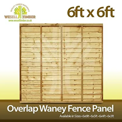 6x6 Overlap Waney Lap Garden Fence Panel With Capping Rail • £30