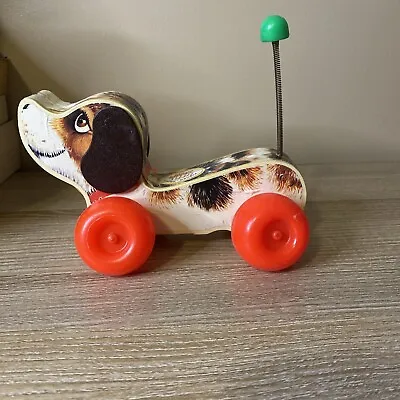 Fisher Price Vintage Wobbles Wooden Dog Pull Toy 1960s Rare Toy Collection * • $10.38