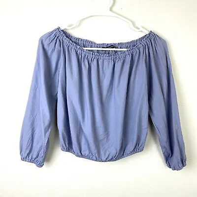 Brandy Melville Womens Linen Blend Light Blue Crop Top XS/S Peasant Cottagecore • $14.99