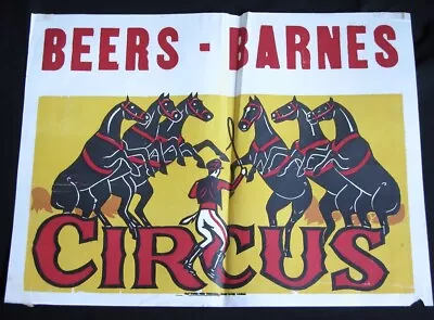 $200 • Buy Vtg 1940s BEERS-BARNES Circus Poster HORSES ACT Act Silkscreen 