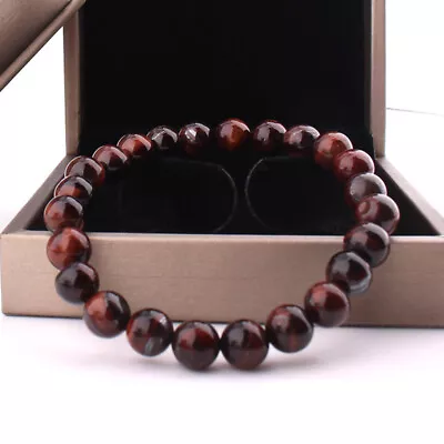 Handmade 8MM Natural Tiger Eye Prayer Beads Healing Bracelet For Men Jewelry • $8.99