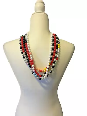 Vintage 50s 60s Pop Bead Necklace Popper Beads Retro Kitsch 5 Multicolor Strands • $95.99