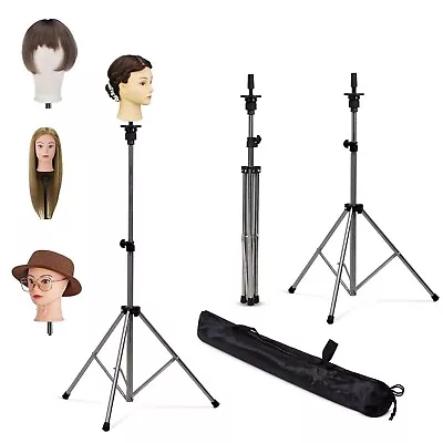 Adjustable Wig Head Stand Salon Practics Mannequin Hairdressing Tripod Holder • £13.59