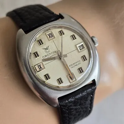 Vintage CROTON Men's Automatic Watch Date ETA 2472 17Jewels Swiss Made 1960s • $165