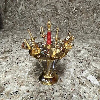 VTG 1960s Toledo Spanish Miniature Sword Brass Cocktail Olives Picks Stand MCM • $59.99