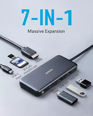 Anker 341 USB-C Hub (7-in-1) Adapter 4K HDMI 100W PD 5Gbps Ports Apple MacBook • $93.18