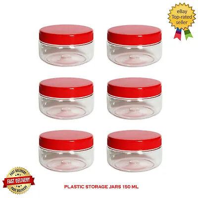 Plastic Storage Jar With Screw Top Lids Candy Food Containers Clear Pots 150ml • £13.94