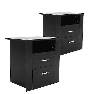 2X Bedside Tables Side Storage Cabinet Nightstand Bedroom 2 Drawer 1 Shelf ZURI  • $159