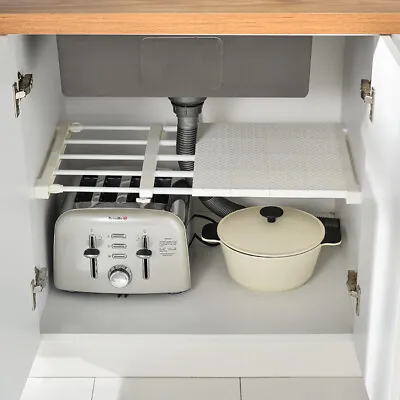 Extendable Organizer Storage Shelf Kitchen Under Sink Spice Rack Basket Bathroom • £6.95