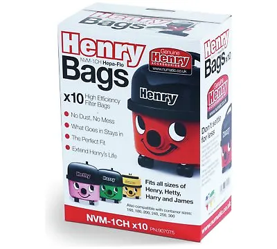 £13.99 • Buy 10 X Genuine Numatic HENRY Vacuum Hoover Bags Hetty Cleancare Homecare Hepa Flo