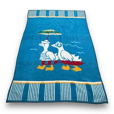 Santonja Vintage Acrylic Throw Blanket Ducks Beach Summer Made In Spain 71 X54  • £43.32