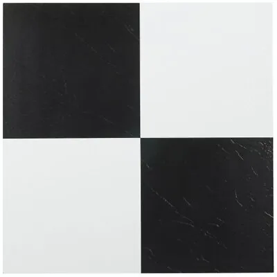 Black And White Vinyl Peel And Stick Tile Square 20 PK Luxury Flooring 12 X 12 • $17.99