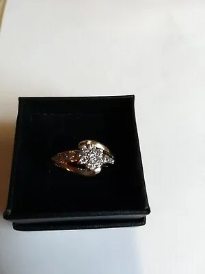 £392.51 • Buy Vintage 10K Yellow Gold Natural Diamond Cluster Ring .50+ Carat 4.4 Grams