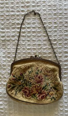 Needlepoint Beaded Embroidery Purse Clutch Floral Red Roses Austrian • $30