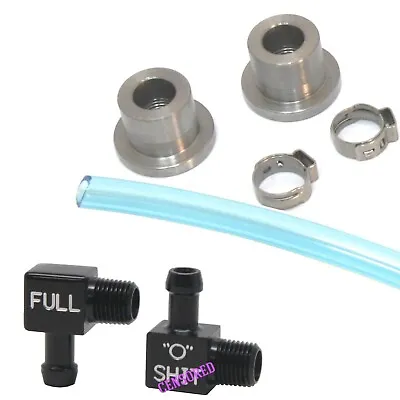 Motorcycle Fuel Sight Gauge Kit With Black Fittings - Text Fittings - Blue Hose • $61.95