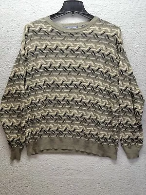 Northern Isles Hand Knitted Men's Green Herringbone Mix Crew-neck Sweater SZ:XL • $24.99