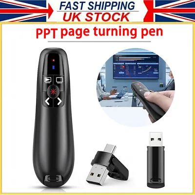 2 In 1 Wireless PPT Presenter Pen Power Point Presentation Laser Pointer Clicker • £13.46