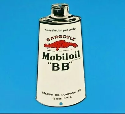 Vintage Mobil Gasoline Porcelain  Bb  Gas Service Station Can Pump Gargoyle Sign • $132.37