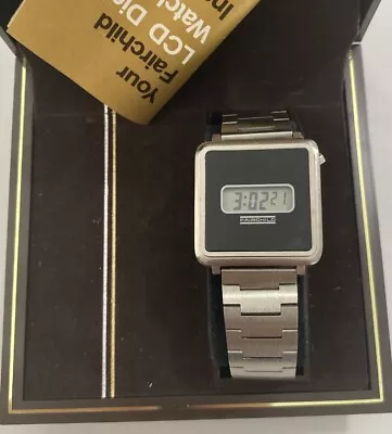 Vintage Fairchild LCD Stainless Steel Men's Digital Watch Black Case • $38