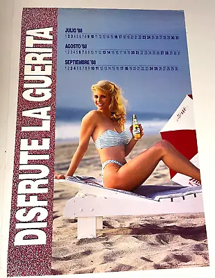 Miller High Life Beer 1988 Disfrute La Guerita Woman Advertising Poster • $25