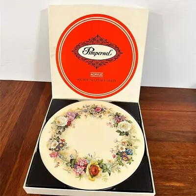 Vintage Round PIMPERNEL Placemats 'VICTORIAN' Pretty Flowers Box Set Cork Backed • $39.95