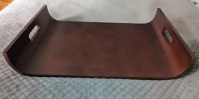 Vintage MCM Mahogany Curved Serving Tray Built-In Handles 20.75  X 15  • $49.90