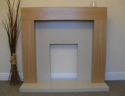 Electric Oak Wood Cream Surround Fire Fireplace Suite Set Downlights Large 54   • £511