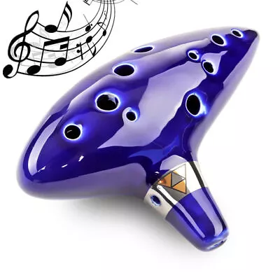 12 Hole Ocarina Ceramic Alto C Vessel Flute Blue Legend Of Zelda Instrument • $17.19