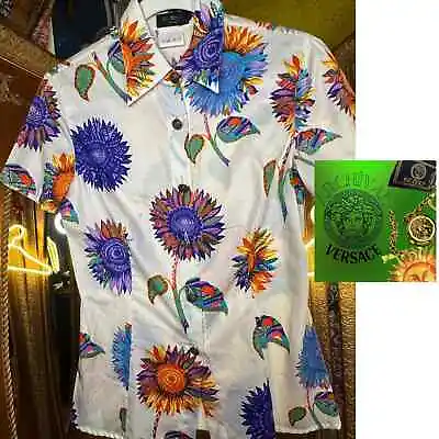 Multicolored Sunflower Print Short Sleeve Button Down From Istante By Versace • $150