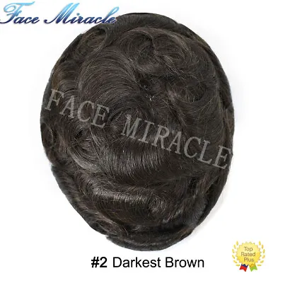 Mens Toupee Human Hair Replacement Durable Skin PU Injected System Wig For Men • $99.99