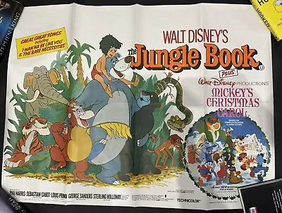 Jungle Book / Mickey's Christmas Carol Original Quad Movie Cinema Poster Disney • £14.95