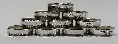 Coin Ring Hand Made From US SILVER PROOF STATE  QUARTER IN SIZES 4-12 • $29.99