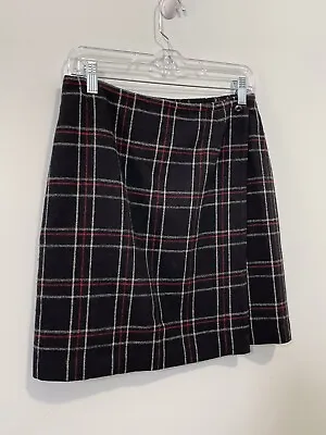 Madison & Max Mini Wrap Skirt Black Plaid Sz 6P Wool Blend School Girl Academia • $5