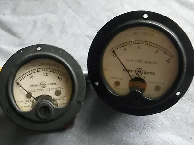 VTG Lot Of 2 USED General Electric GE USN Type Panel Meters Volts UA USA 1960s  • $14