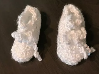 Handmade Crochet Baby Booties Slippers Socks ~  Mary Jane Style  Solid White • $10