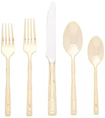 Bamboo Gold-Plated 20-Piece Stainless Steel Flatware Set Service For 4 • $131.39