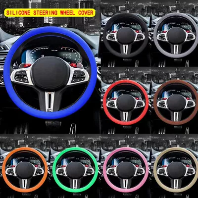 Universal Car Steering Wheel Cover Protector Leather Texture Silicone 34-40CM • $13.86