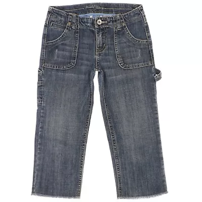 Mudd Carpenter Crop Jeans Junior 5 Distress Medium Wash Blue Denim Stretch 27x19 • $17.99