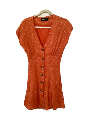 MINKPINK Anthropologie Rusty Orange  V Neck Button Up Lined 90’s Style Dress  S • $16.50